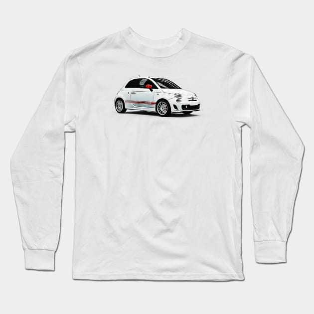 Abarth 500 Cartoon Long Sleeve T-Shirt by Auto-Prints